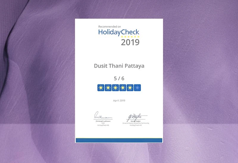 Dusit Thani Pattaya - Recommended on HolidayCheck 2019 Certificate