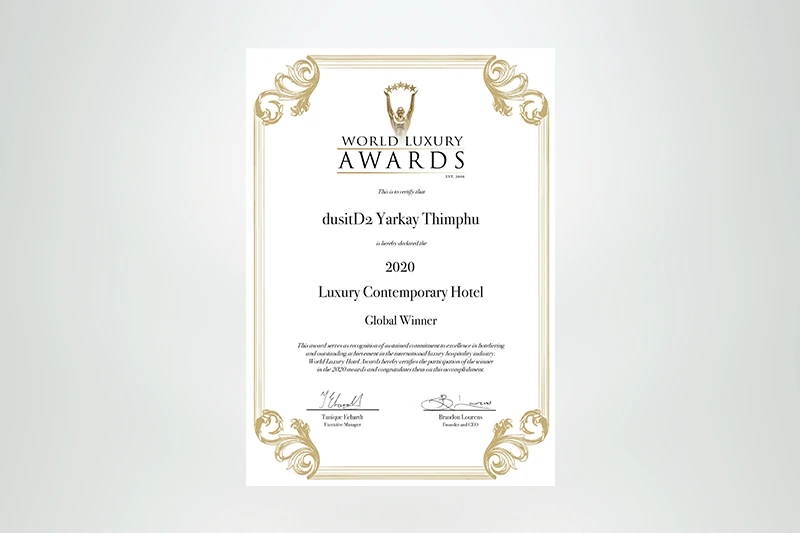 dusitD2 Yarkay - Luxury Hotel Awards - Luxury Contemporary Hotel 2020 (Global winner)